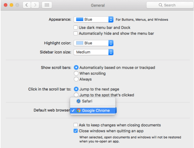 在Mac系統偏好設置中使用常規窗格