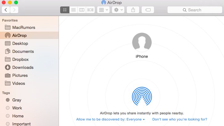 使用AirDrop將照片從Mac傳輸到iPhone
