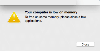 您的計算機內存不足Mac