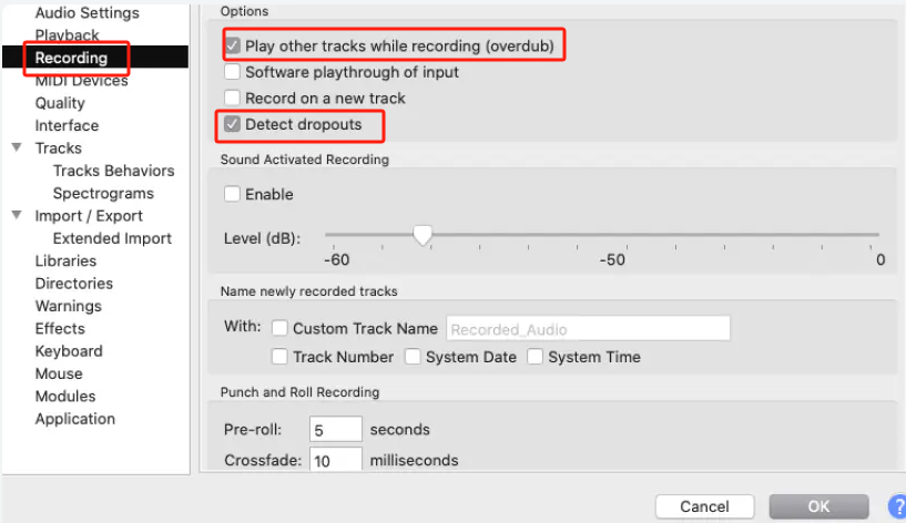 修改 Audacity 錄音設置