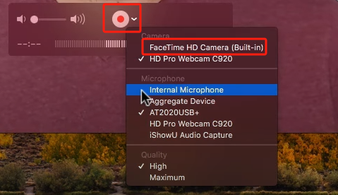使用 QuickTime 使用 Facecam 進行螢幕錄製