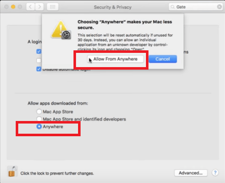 Mac 允許從任何地方下載的應用程序