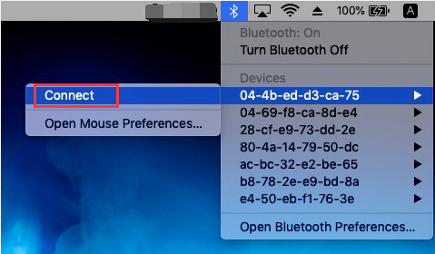 使用菜單欄快捷方式將藍牙耳機連接到 Mac