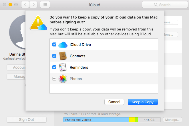 從Mac移除iCloud帳戶