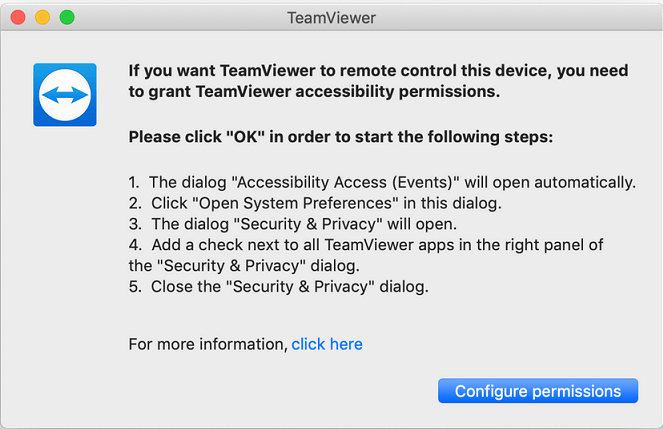 Mac 上的 TeamViewer 遠程桌面