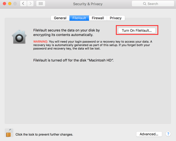 啟用FileVault