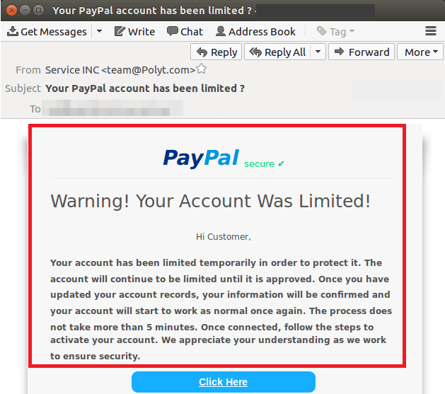 您的PayPal帳戶已被限制