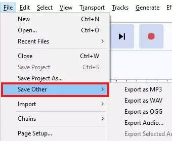 使用 Audacity 將 AUP 轉換為 WAV