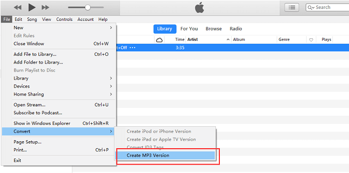 通過iTunes將M4A轉換為MP3