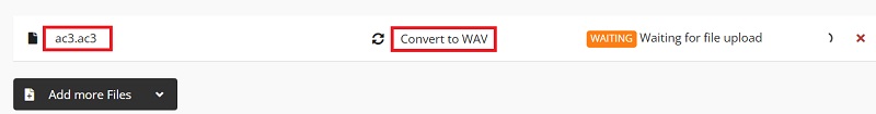 上傳 AC3 文件並將其轉換為 WAV 格式
