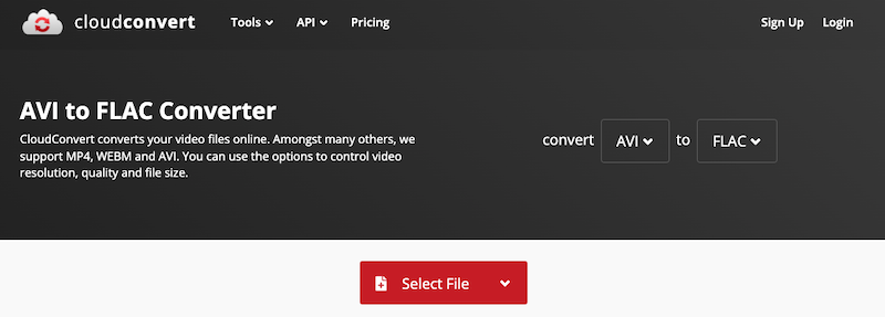 AVI 到 FLAC 在線轉換器：CloudConvert