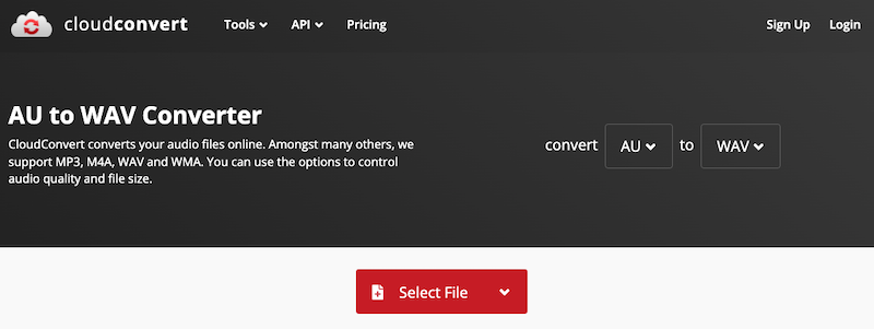 AU 到 WAV 轉換器：CloudConvert