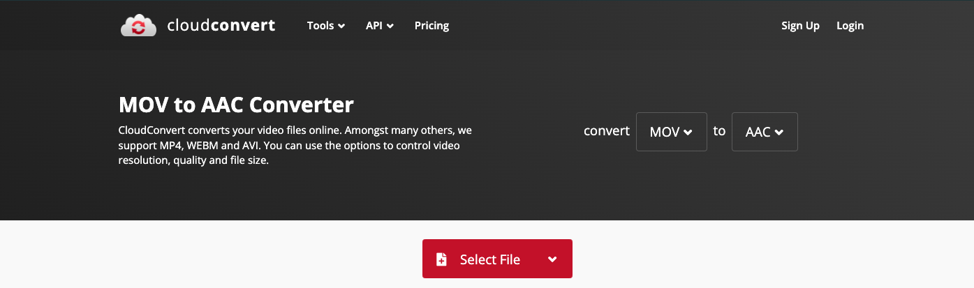 使用 CloudConvert.com 將 MOV 轉換為 AAC