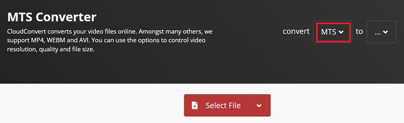 使用 CloudConvert 將 MTS 轉換為 MPEG