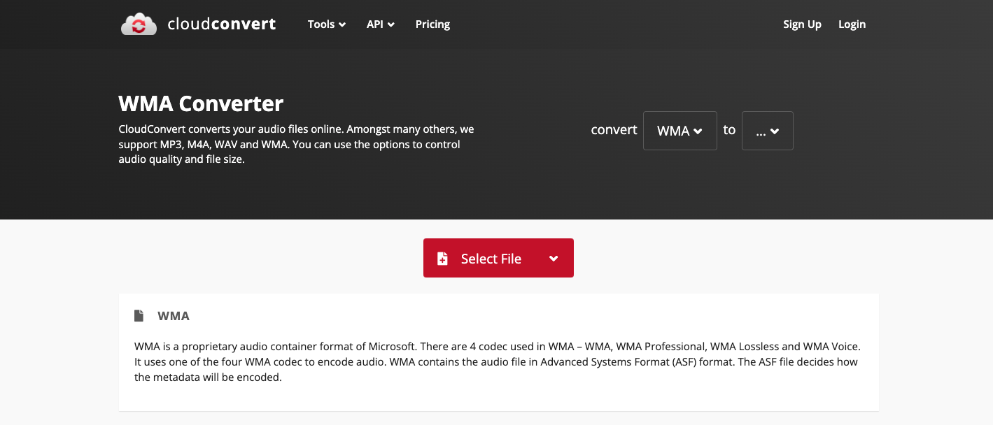 使用 Cloudconvert.com 將 WMA 轉換為 MPG