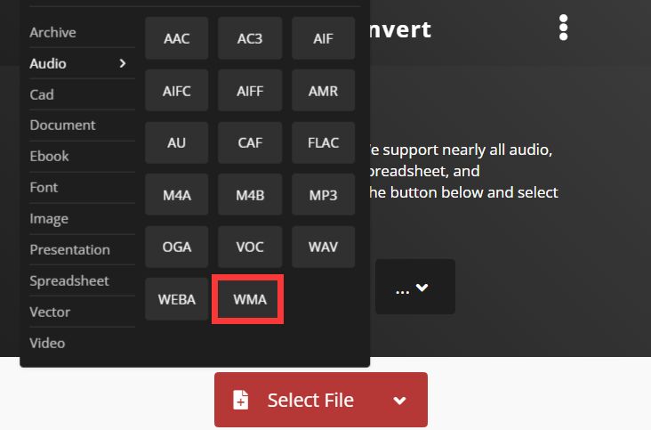 在線轉換器將 MP3 轉換為 WMA