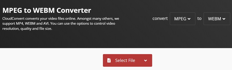 將 MPEG 傳輸到 WebM Online