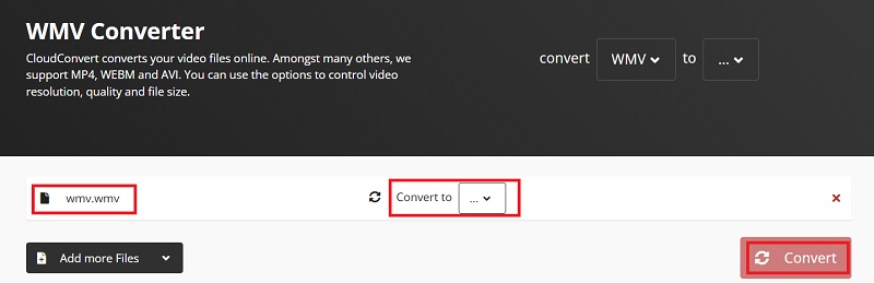 使用 CloudConvert 將 WMV 在線免費轉換為 MPEG4