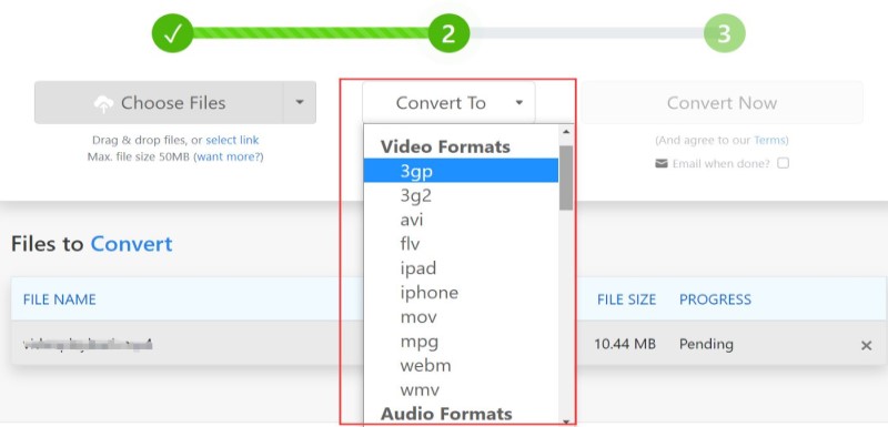 通過 Zamzar 將 MPEG 轉換為 MOV