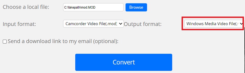 在線將 MOD 轉換為 WMV