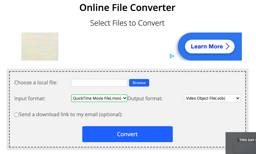 使用 ConvertFiles 將 MOV 轉換為 VOB
