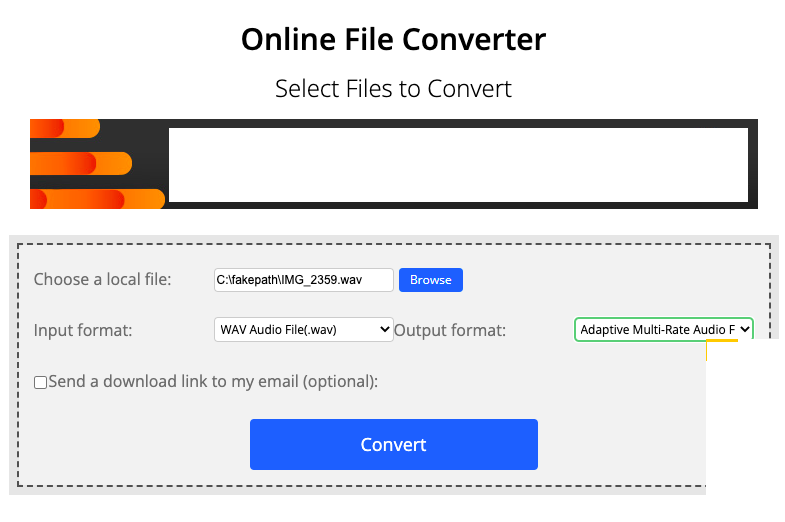 ConvertFiles.com 將 WAV 轉換為 AMR
