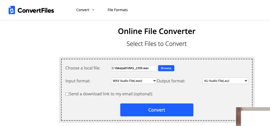 使用 ConvertFiles.com 將 WAV 轉換為 AU