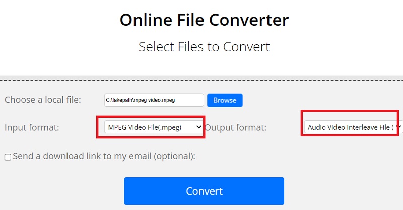 使用 ConvertFiles 將 MPEG 轉換為 AVI