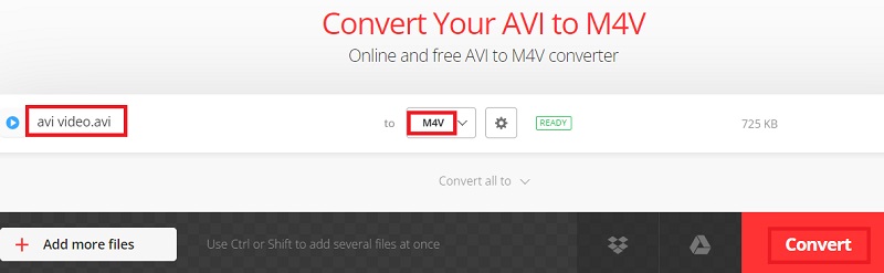 使用 Convertio 將 AVI 轉換為 M4V