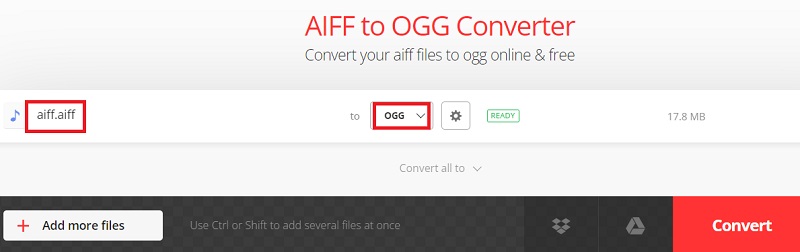 使用 Convertio 將 AIFF 製作成 OGG