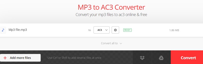 使用 Convertio 將 MP3 製作成 AC3