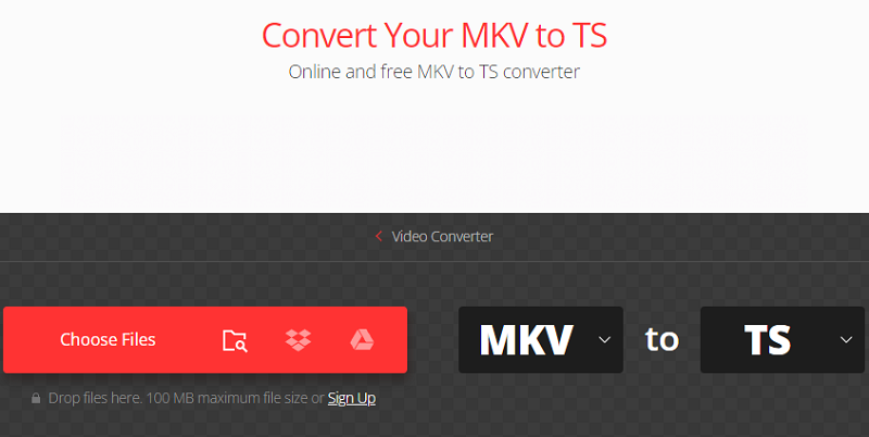 透過Convertio將MKV轉換為TS