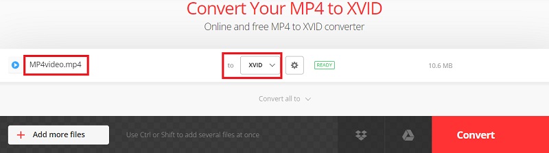 使用 Convertio 將您的 Mp4 轉換為 Xvid