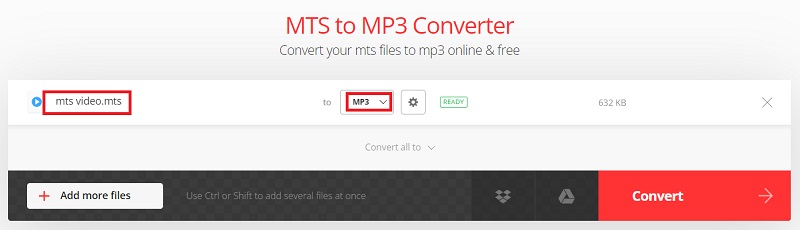 免費將 MTS 轉換為 MP3