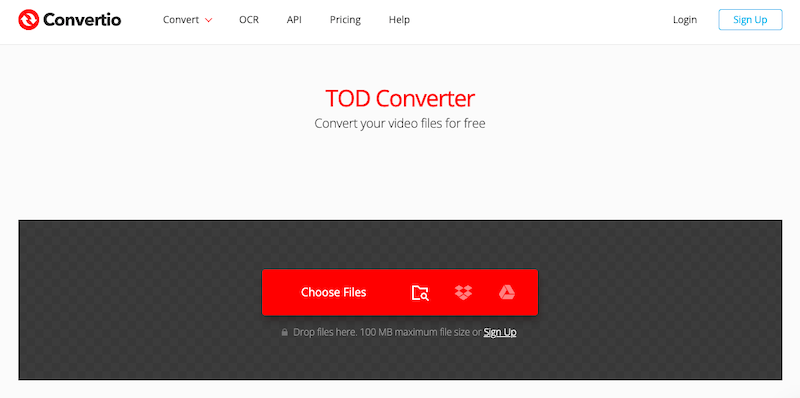 在 Convertio.co 上轉換 TOD 文件