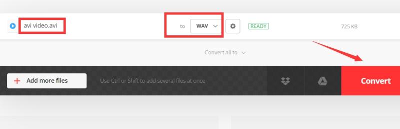 使用 Convertio 在線將 AVI 轉換為 WAV