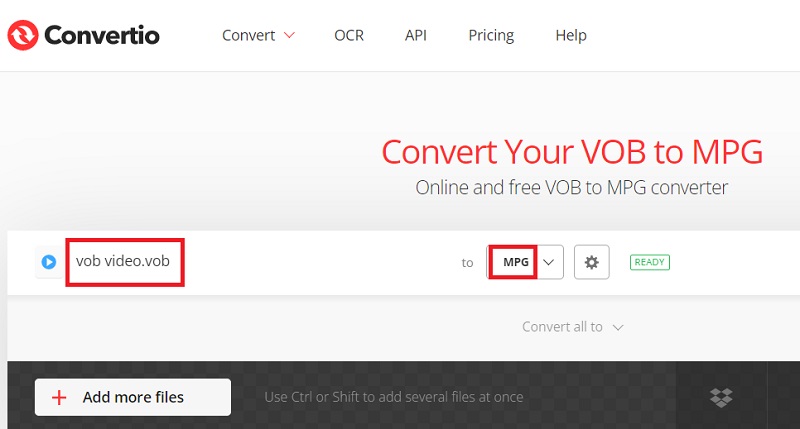 使用 Convertio 將 VOB 轉換為 MPG