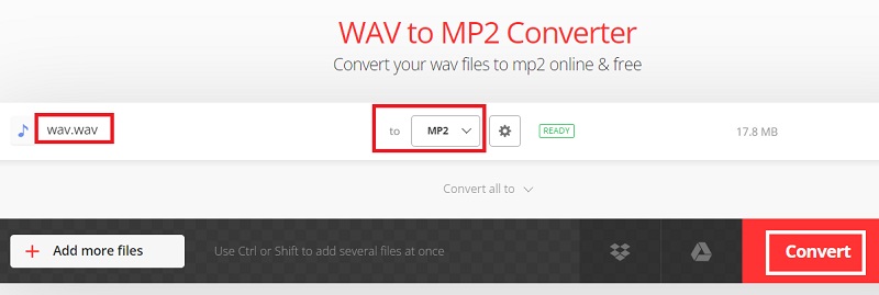免費在線將 WAV 轉換成 MP2