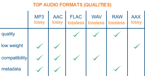 頂級音頻格式，包括 AAC 與 FLAC