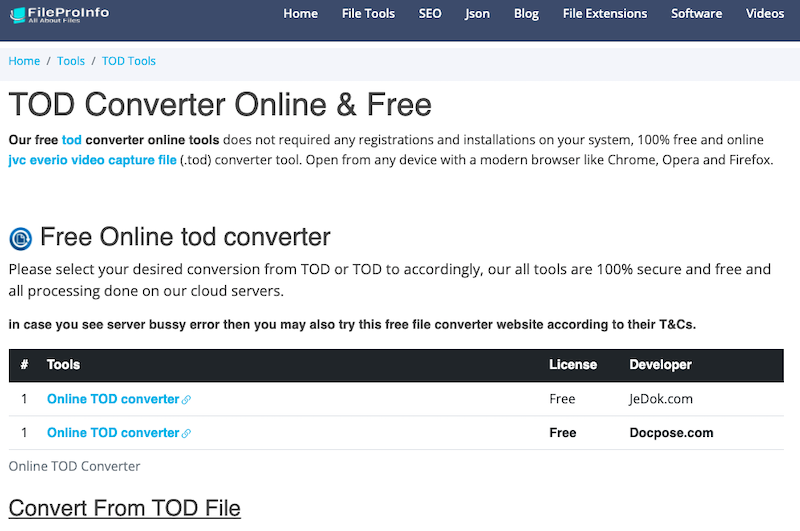 FileProInfo 的 TOD 轉換器