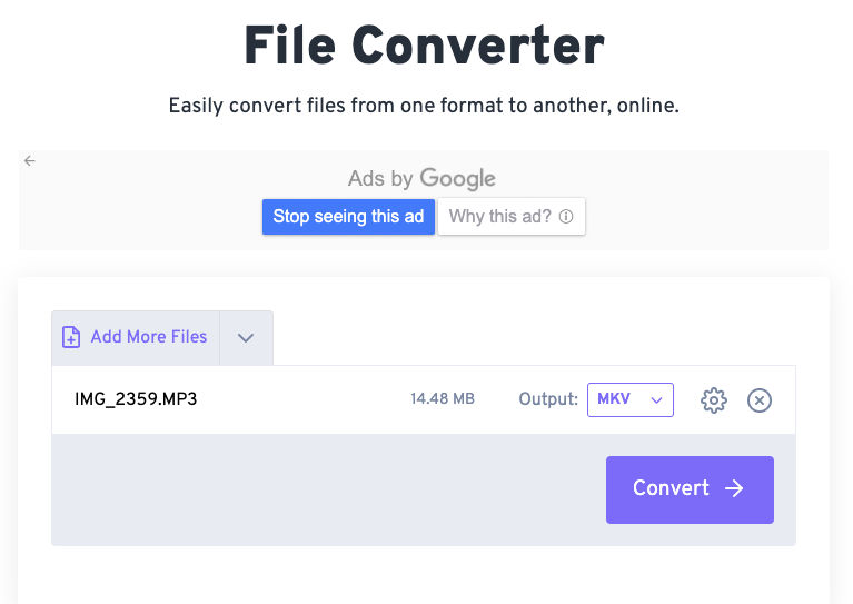 使用 FileConverter 將 MP3 轉換為 MKV