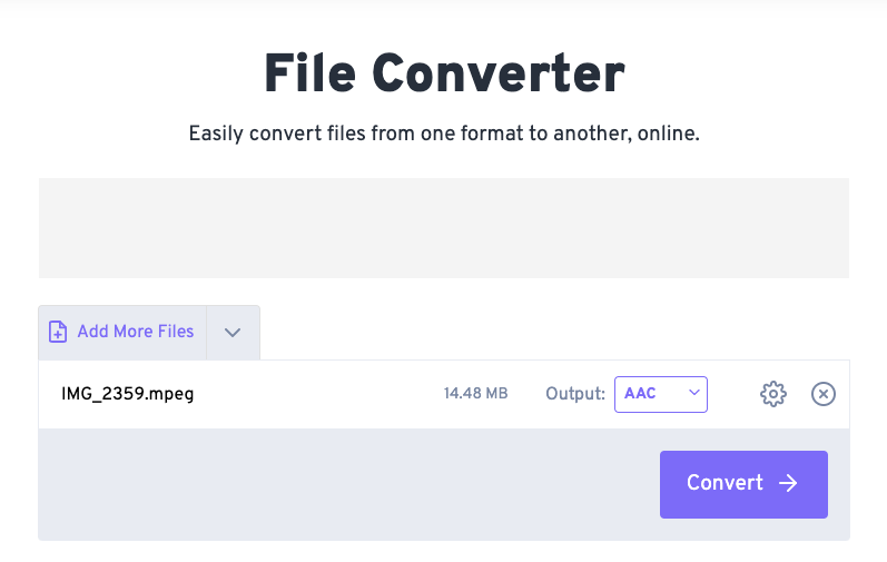 FreeConvert.com 將 MPEG 轉換為 AAC