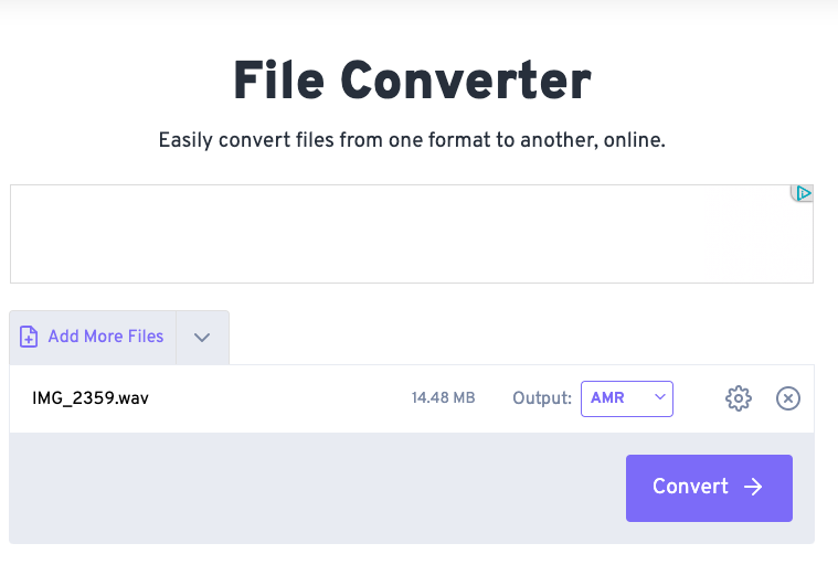 使用 FreeConvert.com 將 WAV 轉換為 AMR