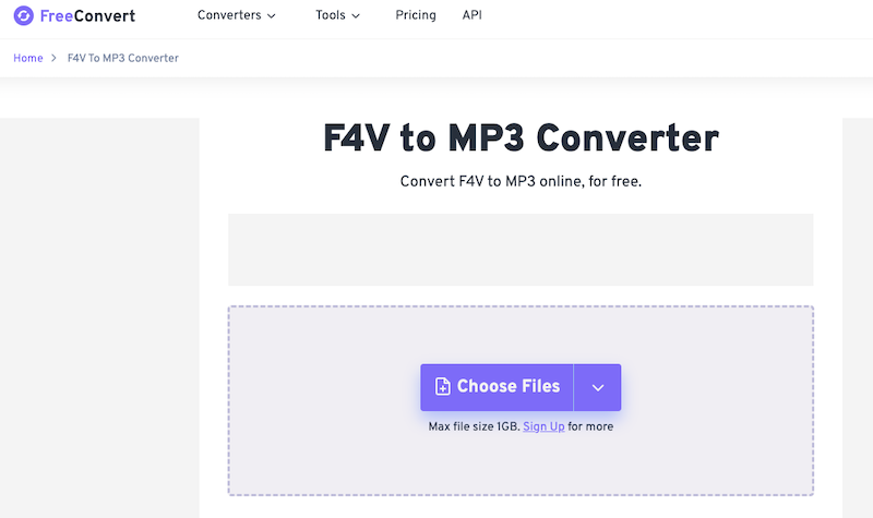 在 FreeConvert.com 將 F4V 轉換為 MP3