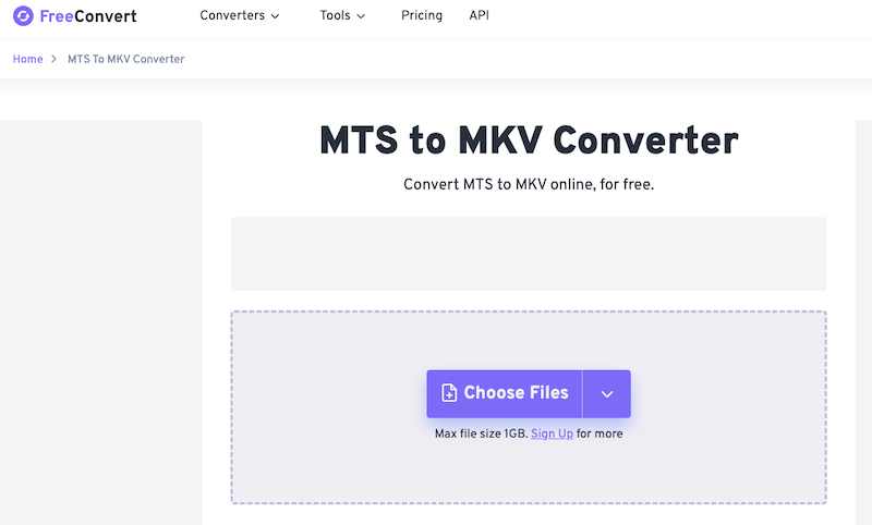 FreeConvert：在線 MTS 到 MKV 轉換器