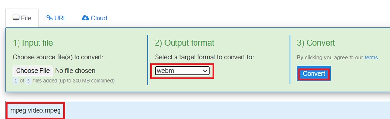 使用 FreeFileConvert 將 MPEG 轉換為 WebM