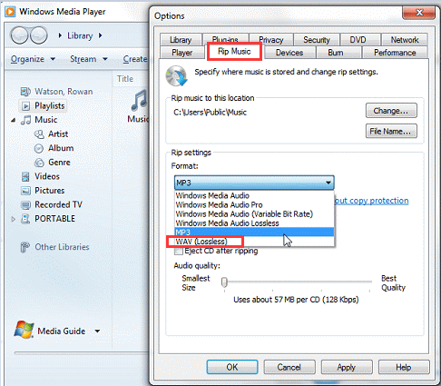 在Windows Media Player中將MP4轉換為WAV