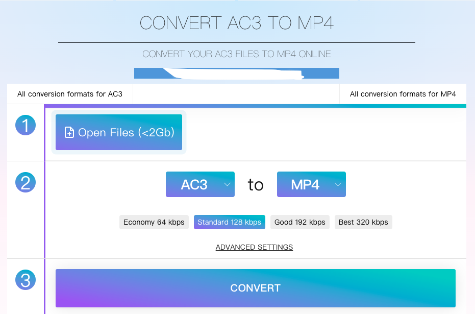 使用 Online-audio-convert.com 將 AC3 轉換為 MP4