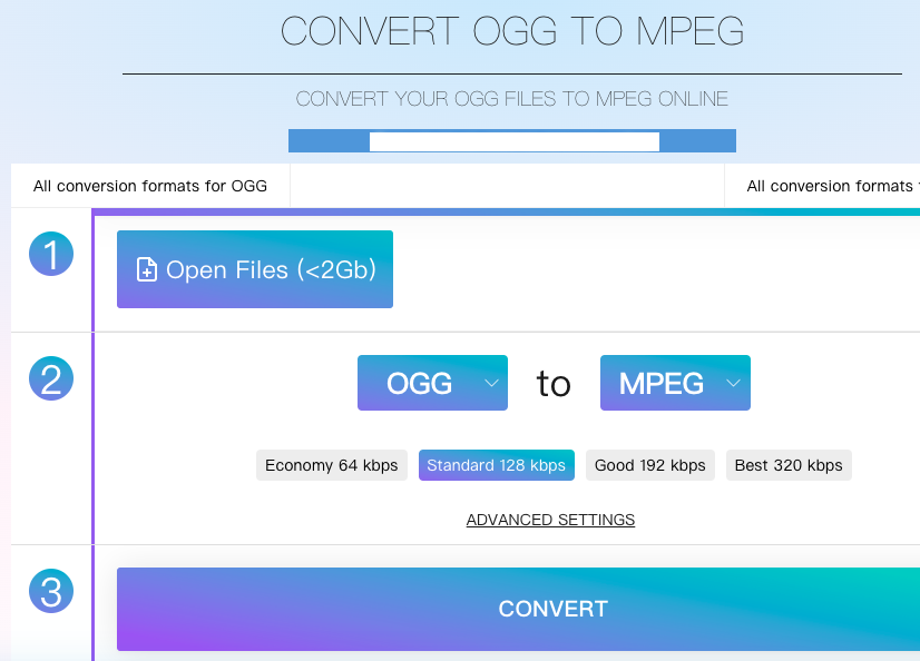 使用 Online-audio-convert.com 將 OGG 轉換為 MPEG