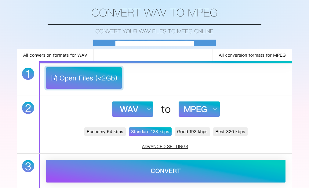 使用 Online-Audio-Convert.com 將 WAV 轉換為 MPEG